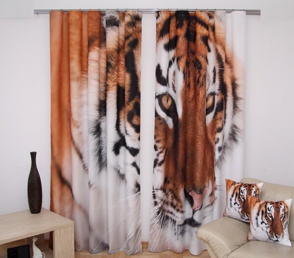 Tiger dekoratív kész fehér függöny Szélesség: 160 cm | Hossz: 250 cm (2 darabos készletben)