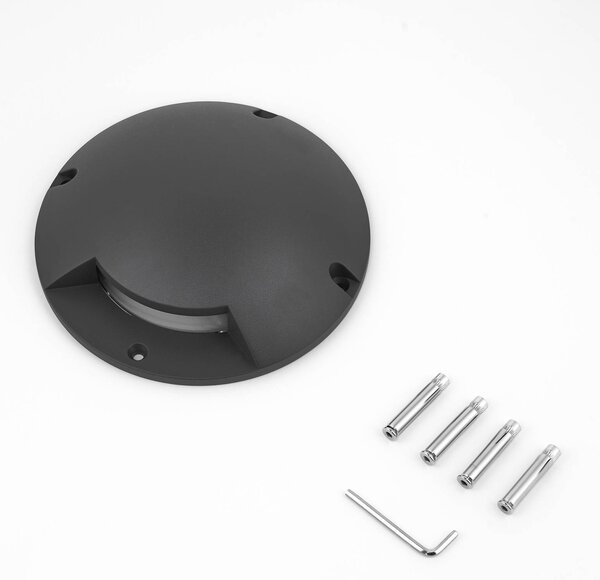 Lindby Cormac LED padlófényszóró, 1 lámpa, Ø 21 cm, IP67, Fekete, Alumínium, Modern