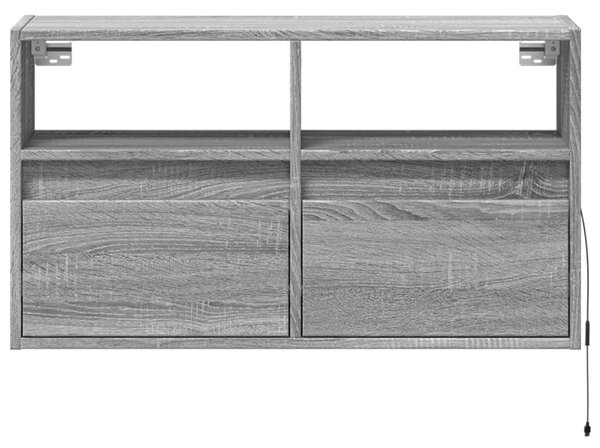 Szürke sonoma színű fali TV-szekrény LED-del 80 x 31 x 45 cm
