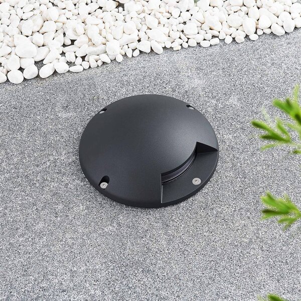 Lindby Cormac LED padlófényszóró, 1 lámpa, Ø 21 cm, IP67, Fekete, Alumínium, Modern