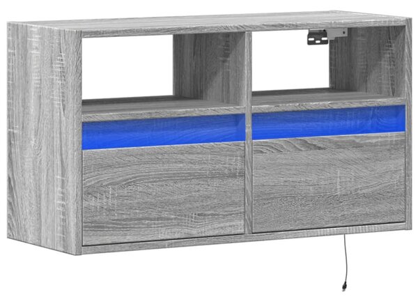 Szürke sonoma színű fali TV-szekrény LED-del 80 x 31 x 45 cm