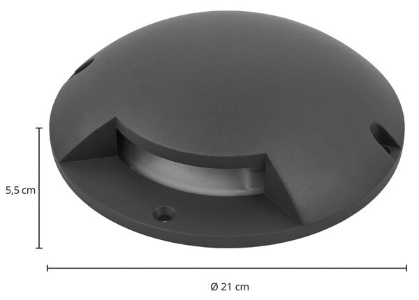 Lindby Cormac LED padlófényszóró, 1 lámpa, Ø 21 cm, IP67, Fekete, Alumínium, Modern