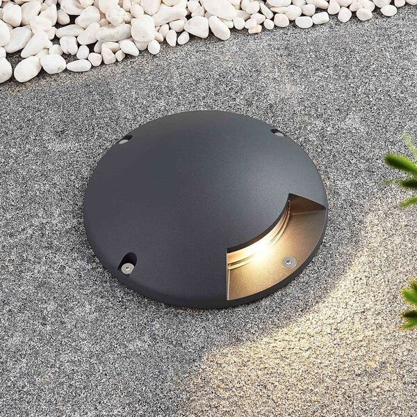 Lindby Cormac LED padlófényszóró, 1 lámpa, Ø 21 cm, IP67, Fekete, Alumínium, Modern