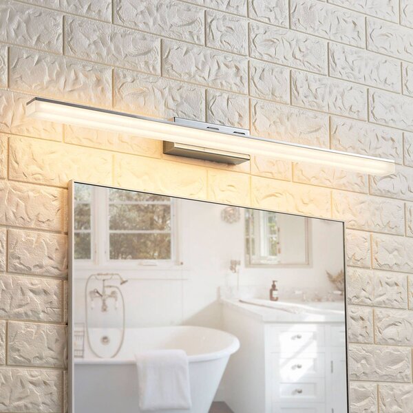 Lucande LED fürdőszoba falilámpa Julie, 75cm, króm, fém, IP44, Fürdőszoba, Modern