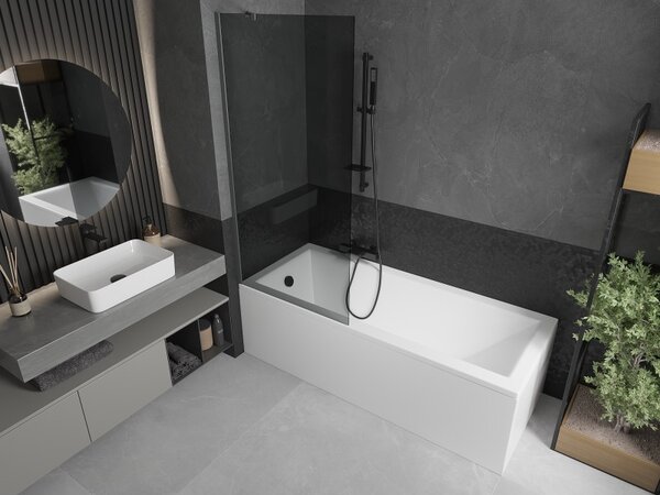 Mexen Next, 1 szárnyas kádparaván 80 x 150 cm, 6mm szürke üveg, grafit, 895-080-000-00-40-95