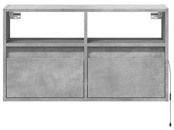 Betonszürke falra szerelhető TV-szekrény LED-del 80x31x45 cm