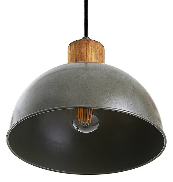 Lindby függőlámpa Durbis, 116 cm, 4 lámpa, szürke, fa, E27, dimmelhető, Világos fa, Nappali / Étkező, Fa, Vintage