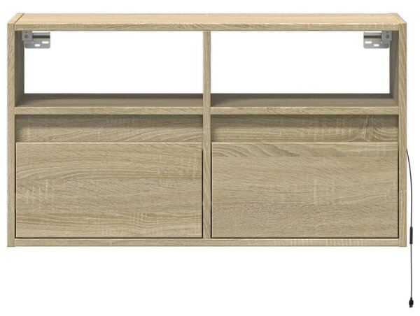 Sonoma tölgy színű fali TV-szekrény LED-ekkel 80x31x45 cm