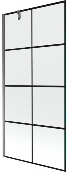 Mexen Next, 1 szárnyas kádparaván 90 x 150 cm, 6mm átlátszó üveg - fekete mintás, grafit, 895-090-000-00-77-95