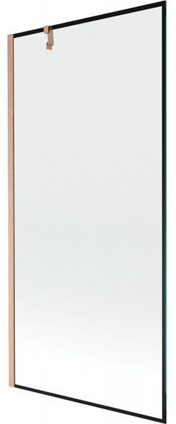Mexen Next, 1 szárnyas kádparaván 90 x 150 cm, 6mm átlátszó üveg - fekete mintás, réz matt, 895-090-000-00-70-65