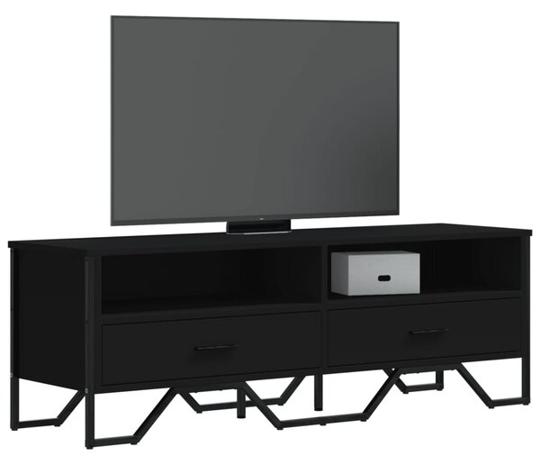 Fekete szerelt fa TV-szekrény 122 x 34 x 41 cm