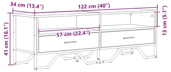 Fekete szerelt fa TV-szekrény 122 x 34 x 41 cm