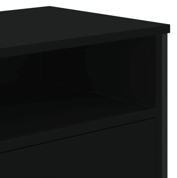 Fekete szerelt fa TV-szekrény 122 x 34 x 41 cm