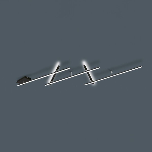 Trio Lighting Indira forgatható LED mennyezeti lámpa, fekete fényerőszabályozóval, dimmelhető, Fekete, Nappali / Étkező, fém, Modern