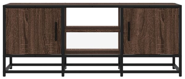 Barna tölgy színű szerelt fa és fém TV-szekrény 100x35x41 cm