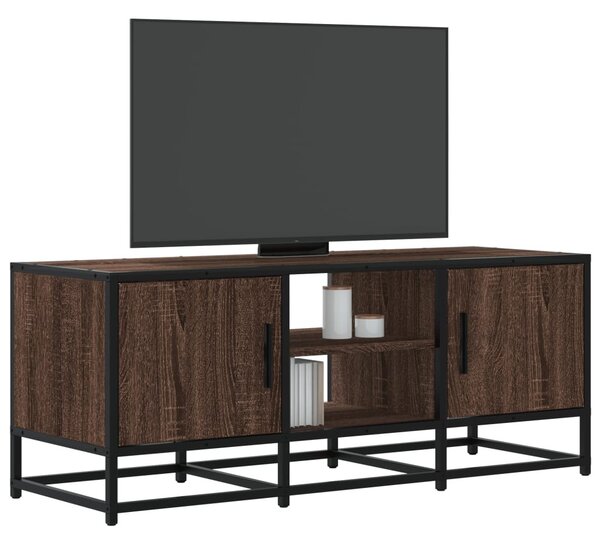 Barna tölgy színű szerelt fa és fém TV-szekrény 100x35x41 cm