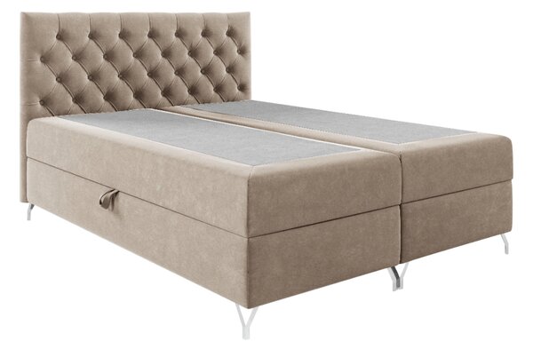 KONDELA Boxspring ágy, 200x200, bézs Velvet szövet, GULIETTE + ajándék