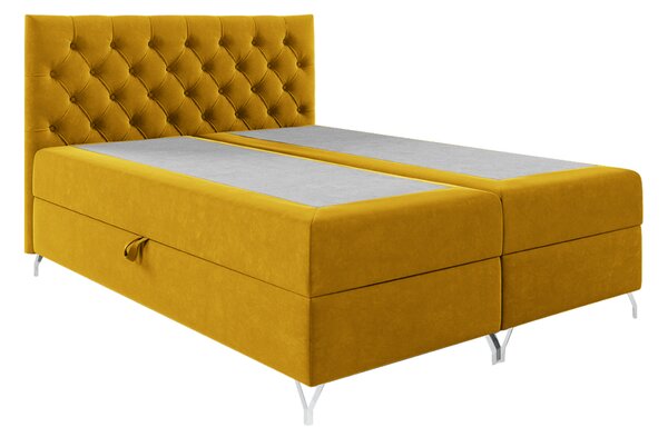 KONDELA Boxspring ágy, 140x200, sárga Velvet szövet, GULIETTE + ajándék