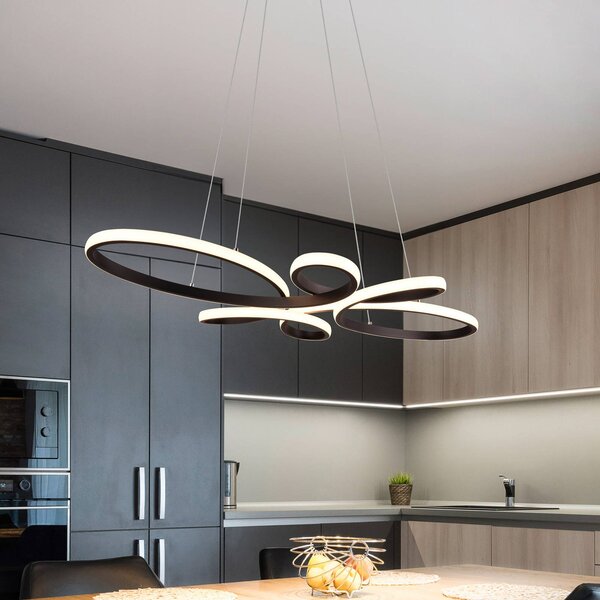 Trio Lighting Fly LED-es függőlámpa, matt fekete, 3000 K, 83 cm x 45 cm, dimmelhető, Fekete, Nappali / Étkező, fém, Modern