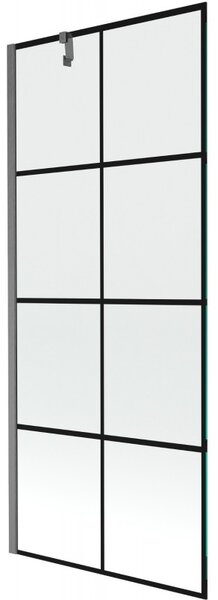 Mexen Next, 1 szárnyas kádparaván 80 x 150 cm, 6 mm átlátszó üveg - fekete mintás, szálcsiszolt grafit, 895-080-000-00-77-66