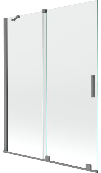 Mexen Velar, 2 szárnyas eltolható kádparaván 130 x 150 cm, 8mm átlátszó üveg, polírozott grafit, 896-130-000-01-95