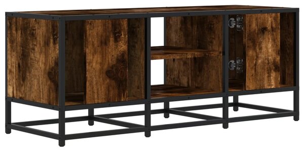Füstös tölgy színű szerelt fa és fém TV-szekrény 100x35x41 cm