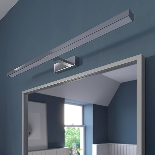 Lindby LED tükörvilágítás Jukka, 90 cm, króm, fém, IP44, Króm / ezüst, Fürdőszoba, Alumínium, Modern