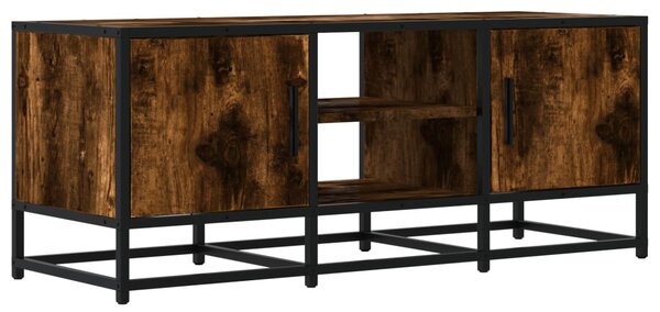 Füstös tölgy színű szerelt fa és fém TV-szekrény 100x35x41 cm