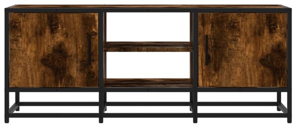 Füstös tölgy színű szerelt fa és fém TV-szekrény 100x35x41 cm