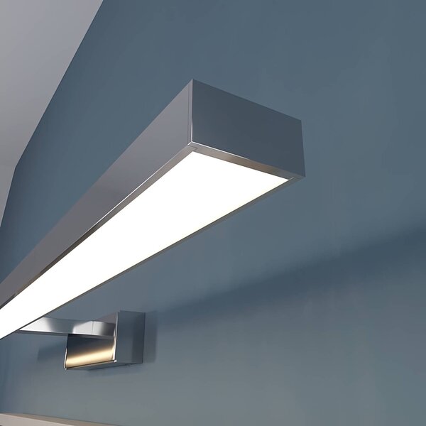 Lindby LED tükörvilágítás Jukka, 90 cm, króm, fém, IP44, Króm / ezüst, Fürdőszoba, Alumínium, Modern
