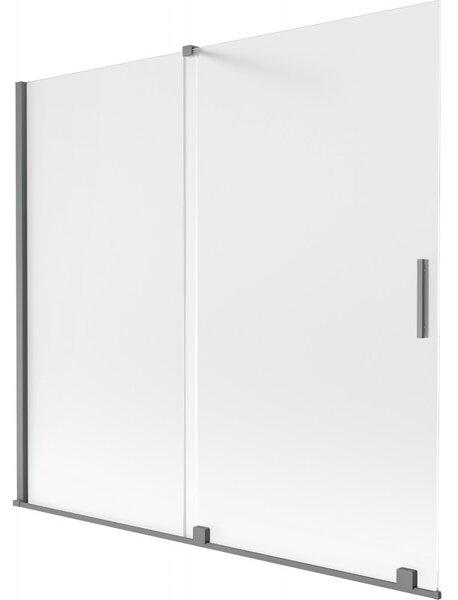 Mexen Velar, 2 szárnyas eltolható kádparaván 170 x 150 cm, 8 mm-es mattüveg, polírozott grafit, 896-170-000-31-95