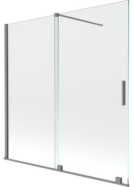 Mexen Velar, 2 szárnyas eltolható kádparaván 160 x 150 cm, 8mm átlátszó üveg, polírozott grafit, 896-160-000-01-95