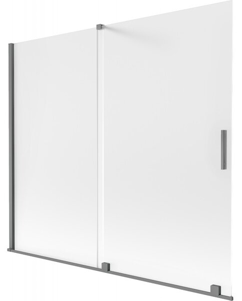 Mexen Velar, 2 szárnyas eltolható kádparaván 180 x 150 cm, 8 mm mattüveg, polírozott grafit, 896-180-000-31-95