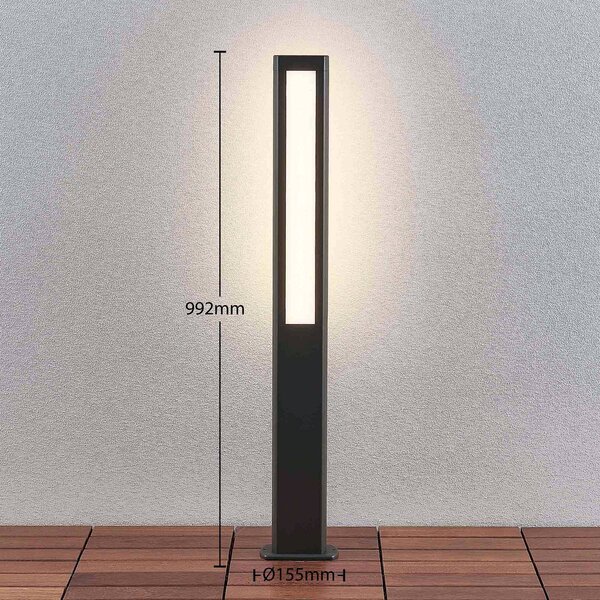 Lucande LED-es útvilágító lámpa Mhairi, szögletes, antracit, 100 cm, Alu / szürke / cink, Alumínium, Modern