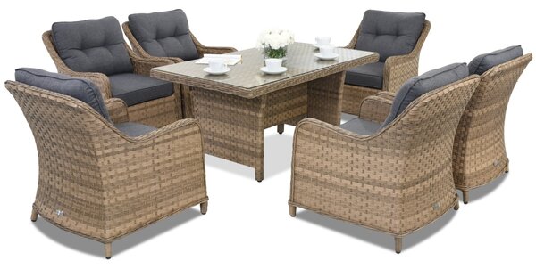 Garden Point Toledo Premium 6 technorattán kerti bútorok, cappuccino