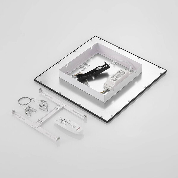 Lindby LED panel Nelios, 40 x 40 cm, CCT, fekete, fém