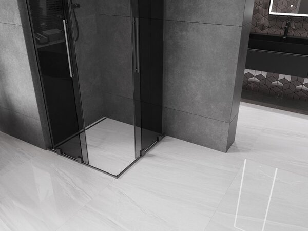 Mexen Velar L Duo, zuhanykabin tolóajtóval 80 x 80 cm, 8mm szürke üveg, polírozott grafit, 871-080-080-02-43-95