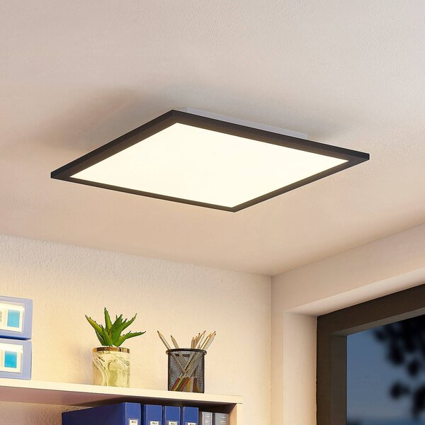 Lindby LED panel Nelios, 40 x 40 cm, CCT, fekete, fém
