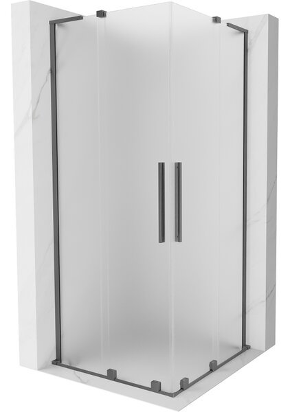 Mexen Velar L Duo, zuhanykabin tolóajtóval 80 x 80 cm, 8 mm-es mattüveg, polírozott grafit, 871-080-080-02-33-95