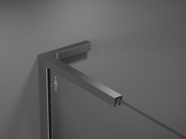 Mexen Velar L Duo, zuhanykabin tolóajtóval 80 x 80 cm, 8 mm-es mattüveg, polírozott grafit, 871-080-080-02-33-95