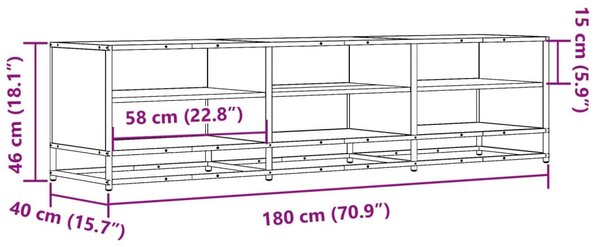 Szürke sonoma színű szerelt fa TV-szekrény 180 x 40 x 46 cm