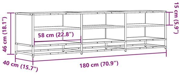 Fekete szerelt fa TV-szekrény 180 x 40 x 46 cm