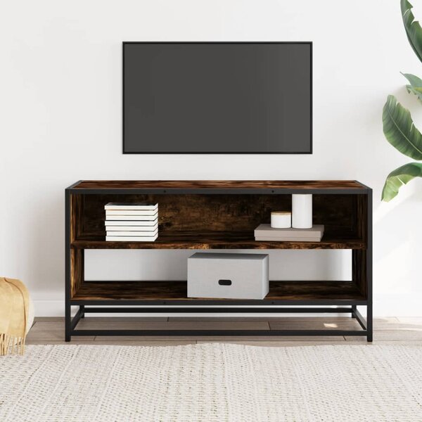 Füstös tölgy színű szerelt fa és fém TV-szekrény 91x40x46 cm