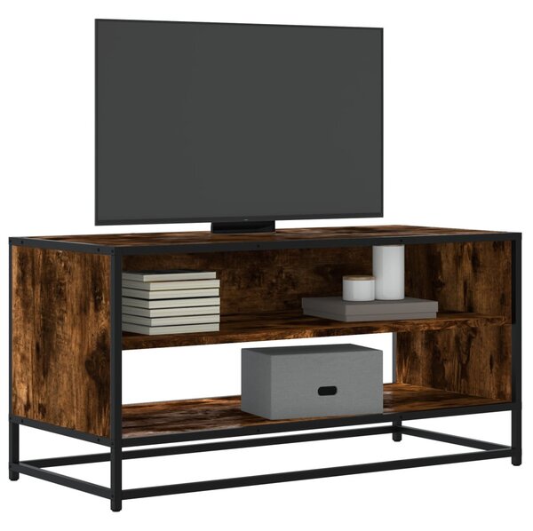 Füstös tölgy színű szerelt fa és fém TV-szekrény 91x40x46 cm
