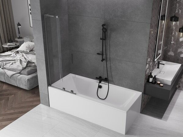 Mexen Velar L, 2 szárnyas eltolható kádparaván 70 x 150 cm, 8mm átlátszó üveg, grafitmatt, 896-070-003-01-95