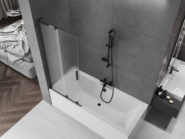 Mexen Velar L, 2 szárnyas eltolható kádparaván 80 x 150 cm, 8 mm-es mattüveg, fekete matt, 896-080-003-31-70