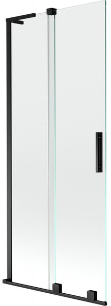 Mexen Velar L, 2 szárnyas eltolható kádparaván 80 x 150 cm, 8mm átlátszó üveg, fekete matt, 896-080-003-01-70