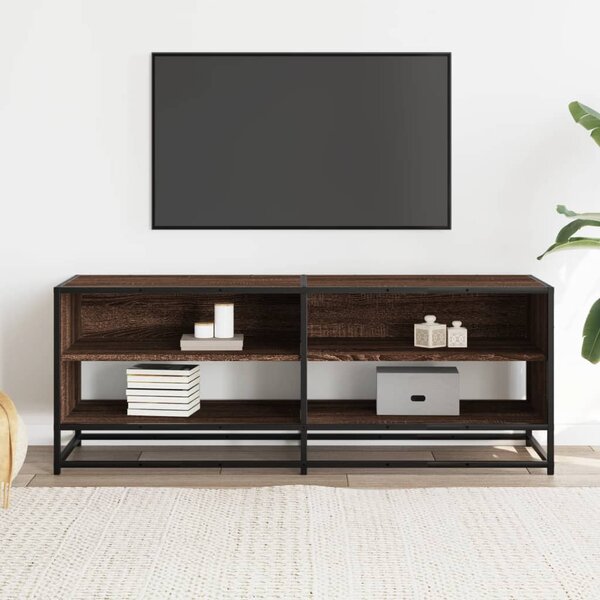 Barna tölgy színű szerelt fa és fém TV-szekrény 120,5x40x46 cm