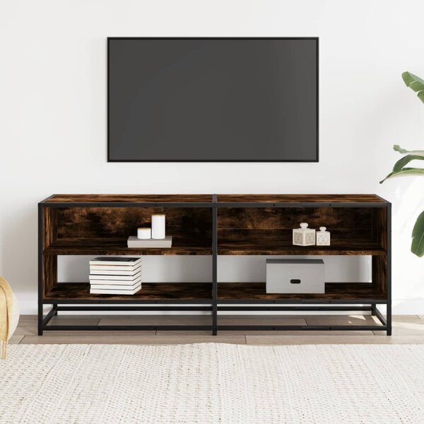 Füstös tölgy színű szerelt fa és fém TV-szekrény 120,5x40x46 cm
