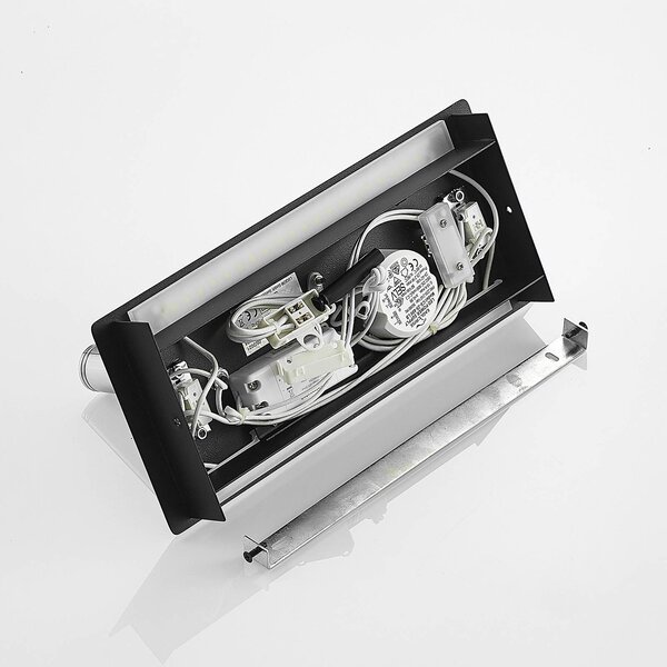 Lucande LED fali lámpa Kimo, 32 cm, fekete, alumínium, USB, Fekete, Nappali / Étkező, fém, Modern
